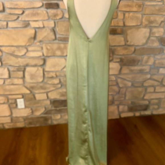 Anthropologie If By Sea Green Sleeveless Maxi Satin Slip Dress Oversized NEW S - Picture 2 of 15